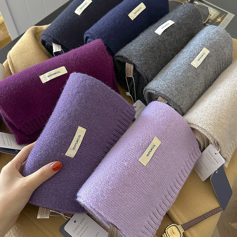 Muffler Men Wool - 48-Color Pure Wool Scarf Autumn Winter