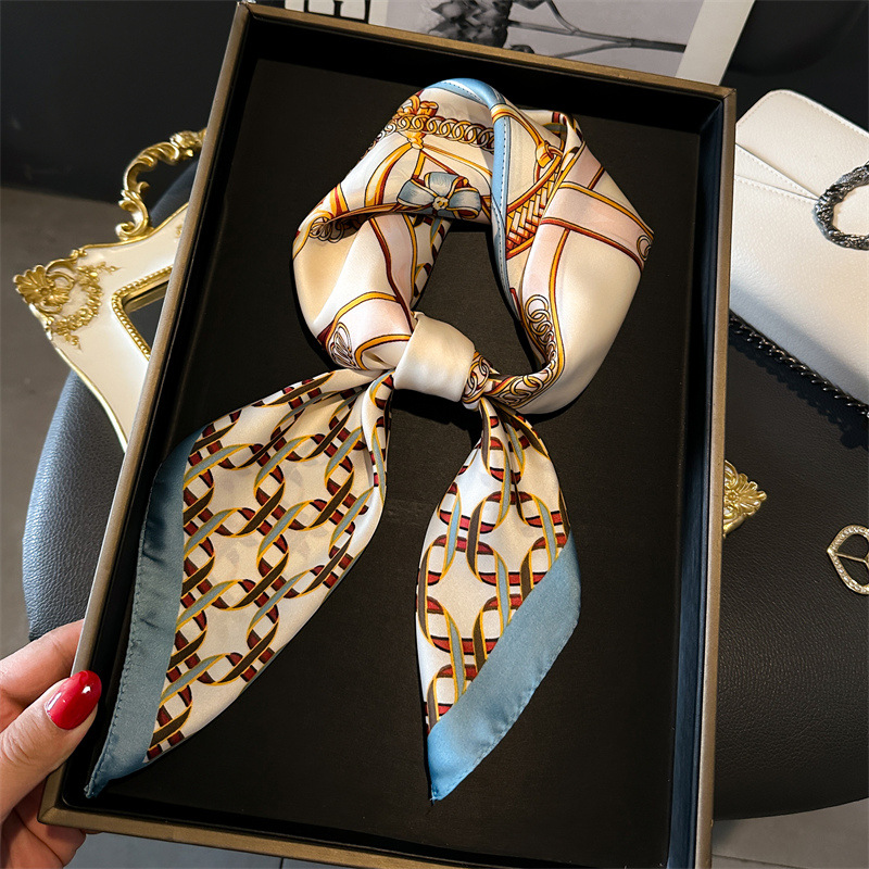 Scarf Silk Square - Luxury Female Square Scarf Chain Print